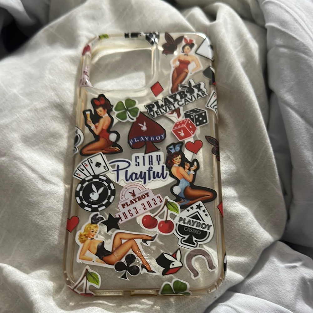 Playboy Themed iPhone 14 Pro Max Case - Multicolor